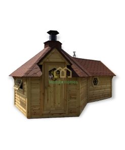 9,2 m² Grillcabine met sauna in een uitbreiding van 2,5 m
