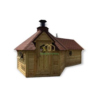 9,2 m² Grillcabine met sauna in een uitbreiding van 2,5 m