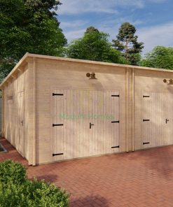 Dubbele houten garage 7m x 5.5m, 44 mm