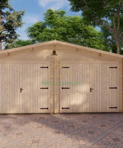 Dubbele houten garage 6m x 6m, 44 mm