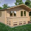 Houten hut LINUS 5x5m, 44 mm - met terras