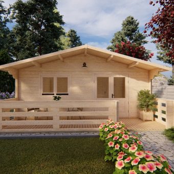 Houten hut LINUS 6x6m + WC, 44 mm