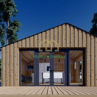 Houten hut – TONIA 20 m² (34 mm + 19 mm houten bekleding)