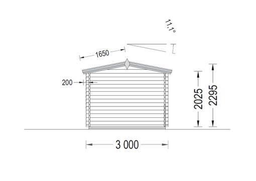 Houten hut – PETER 12m² (3×4) 34mm