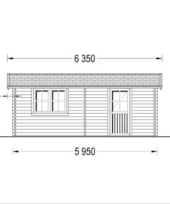 Houten garage (4 m x 6 m), 44mm