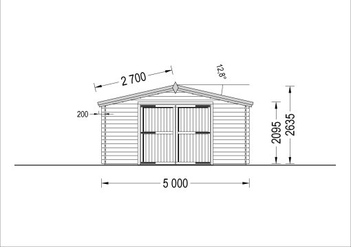 Houten garage 30m² (5m x 6m), 44mm
