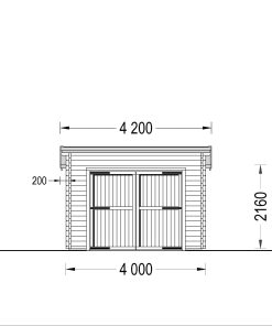 Garage Modern plat dak 24m² (4m x 6m), 44mm