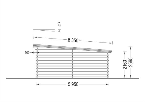 Garage Modern plat dak 24m² (4m x 6m), 44mm