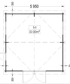 Garage 36m² (6mx6m), 44 mm