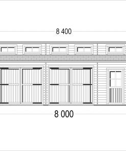 Dubbele twin garage 48m² (8m x 6m), 44 mm
