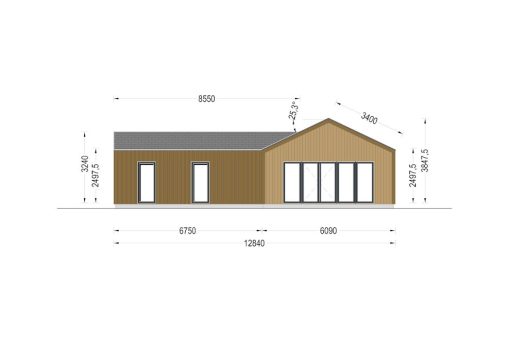 Houten huis – Valeri 80 m² (44 mm + 19 mm houten bekleding)