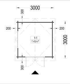 Tuinhuis ADAM (44 mm), 3×3 m