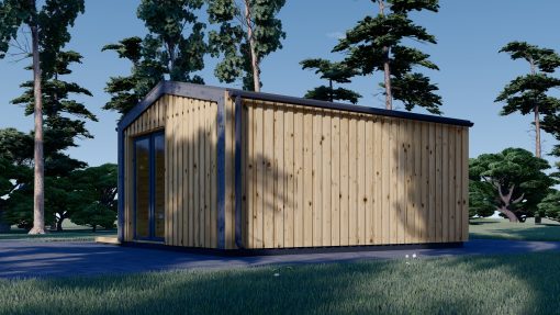Houten hut – EMMY 20 m² (34 mm + houten bekleding)
