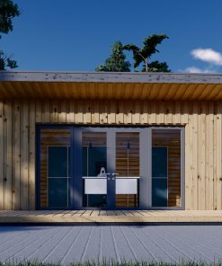 Tuinhuis – EVELIN 15 m² (34 mm + houten bekleding)