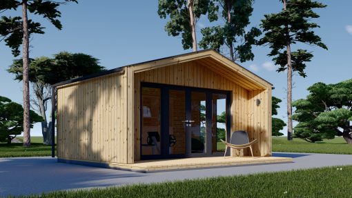 Houten hut – PIA 15 m² (34 mm + 19 mm houten bekleding)