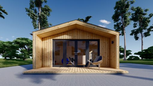 Houten hut – PIA 15 m² (34 mm + 19 mm houten bekleding)