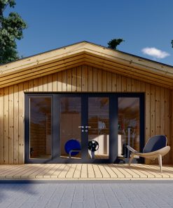 Houten hut – PIA 20 m² (34 mm + 19 mm houten bekleding)
