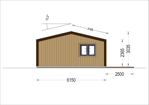 Houten chalet – SELENE 63 m² (44 mm + houten bekleding)