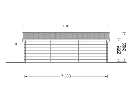 Carport met schuur 30m² (4 m x 7,5 m)